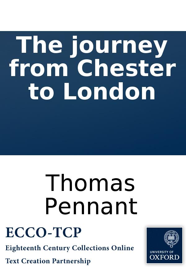 The Journey From Chester To London Thomas Pennant