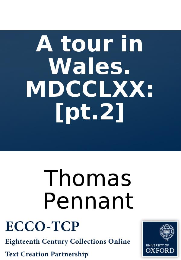 A Tour In Wales Mdcclxx Pt2 Thomas Pennant