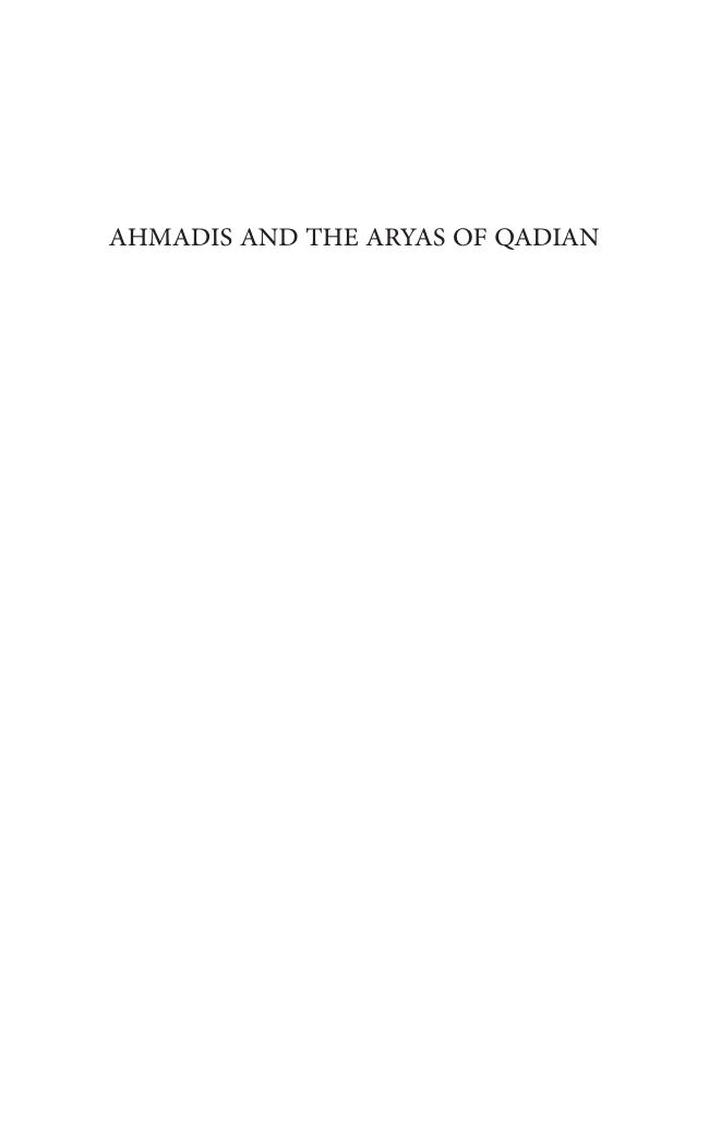 Ahmadis And The Aryas Of Qadian Hadrat Mirza Ghulam Ahmad