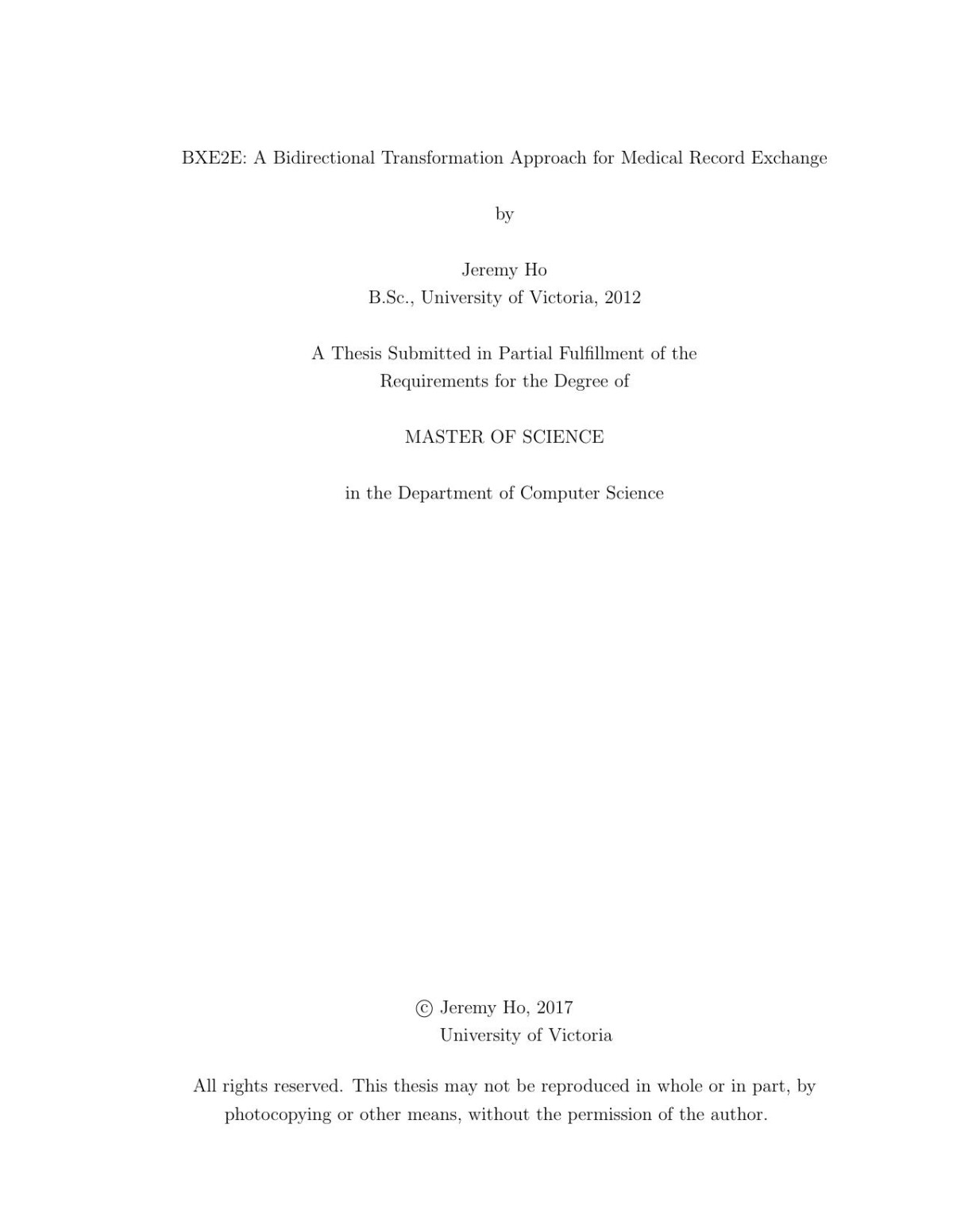 Bxe2e A Bidirectional Transformation Approach For Medical Record Exchange Jeremy Ho