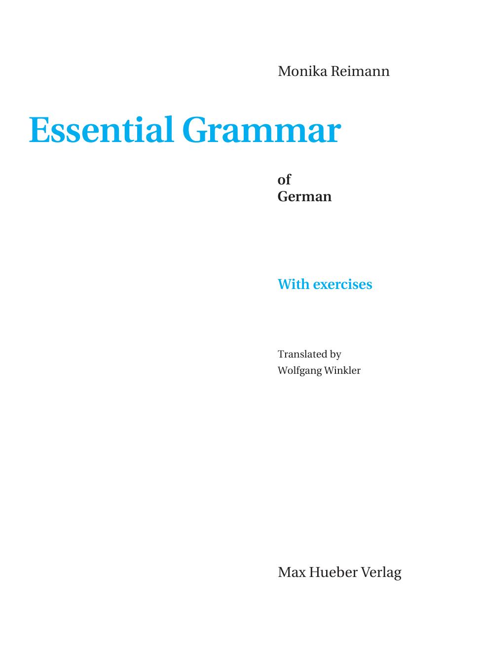 Essential Grammar Of German Monika Reimann
