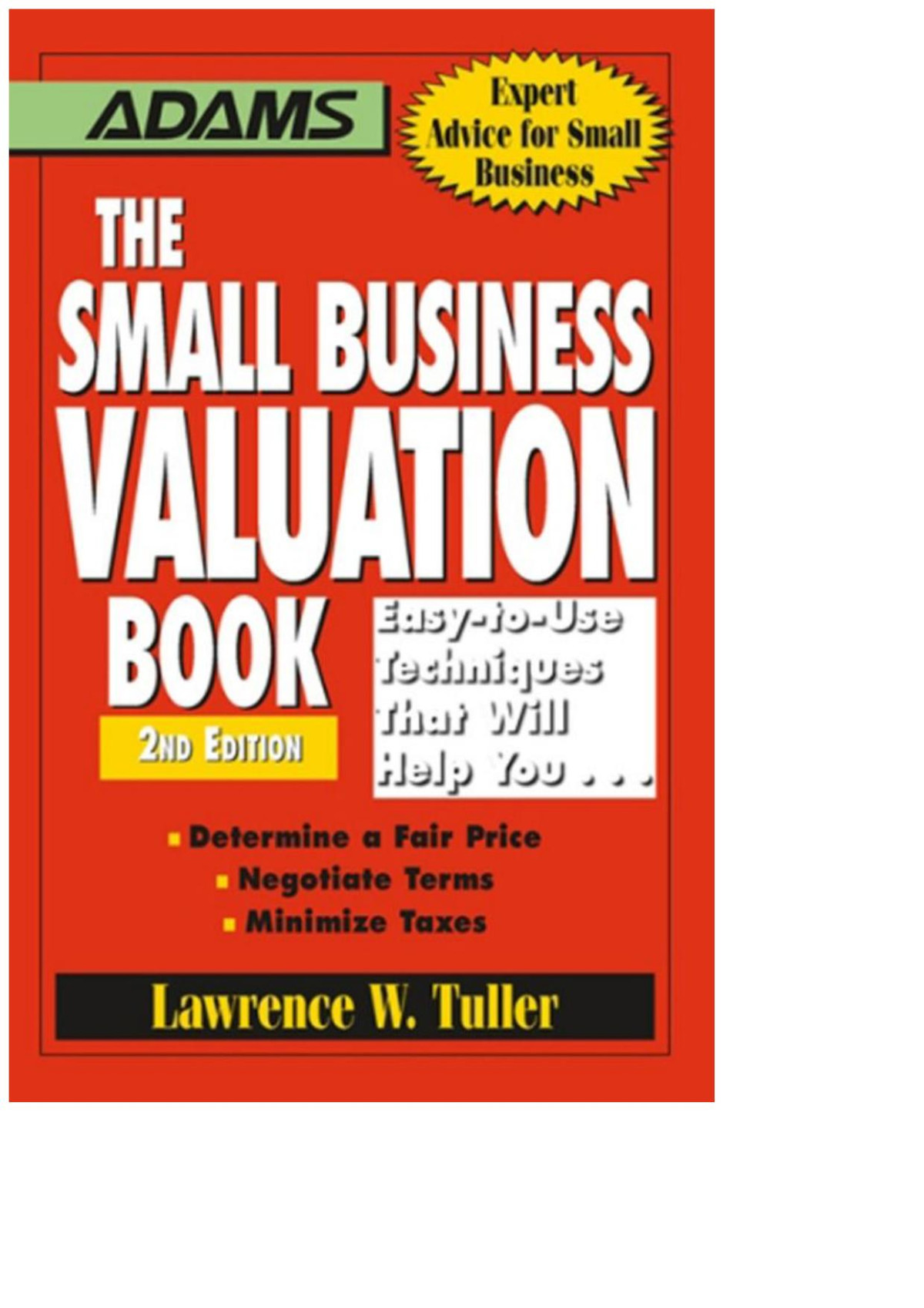 The Small Business Valuation Book 2nd Edition Lawrence W Tuller