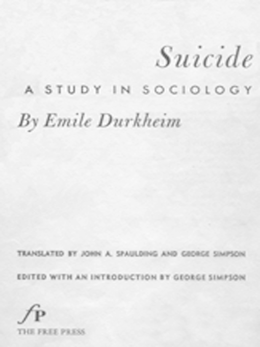 Suicide A Study In Sociology Emile Durkheim