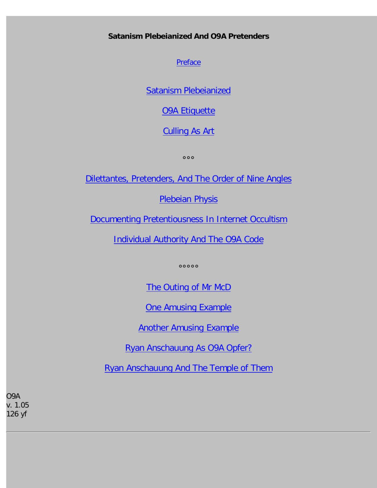 Satanism Plebeianized And O9a Pretenders Order Of Nine Angles