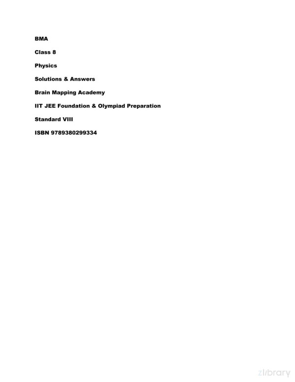 Bma Class 8 Physics Solutions Answers Brain Mapping Academy Iit Jee Foundation Olympiad Preparation Standard Viii