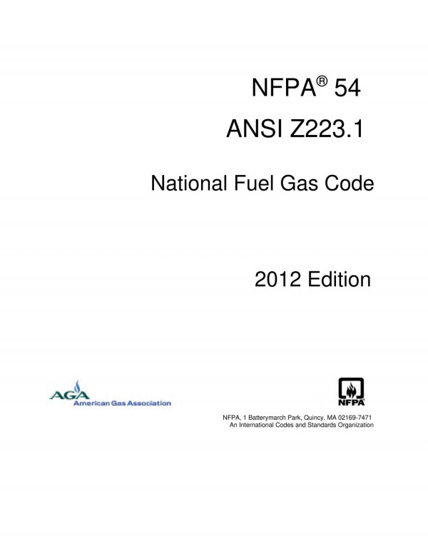 Nfpa 54 Ansi Z2231 National Fuel Gas Code 2012th Edition American Gas Associasion