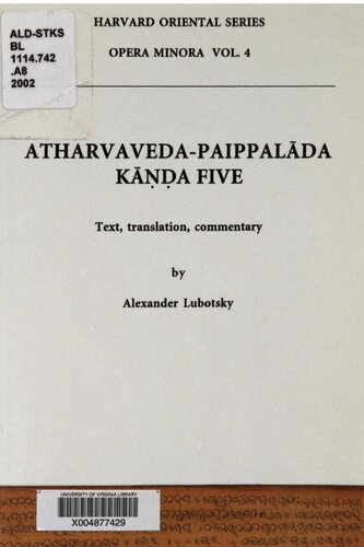 Atharvavedapaippalada Kanda Five Text Translation Commentary Alexander Lubotsky