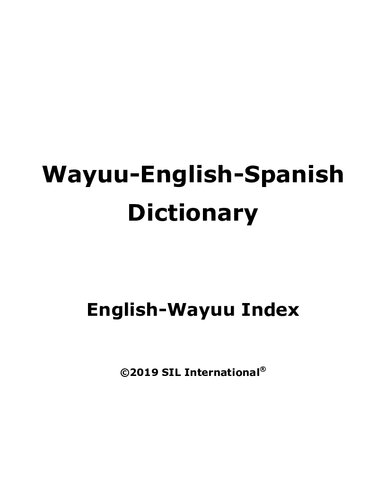 Wayuuenglishspanish Dictionary David Captain Linda Captain