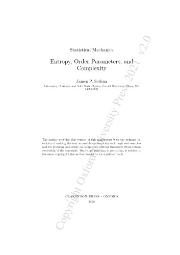 Statistical Mechanics Entropy Order Parameters And Complexity 2nd Edition Sethna