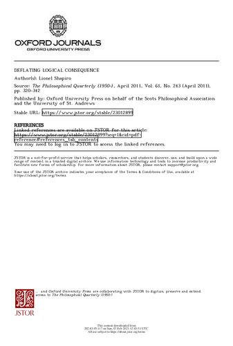 Deflating Logical Consequence Lionel Shapiro