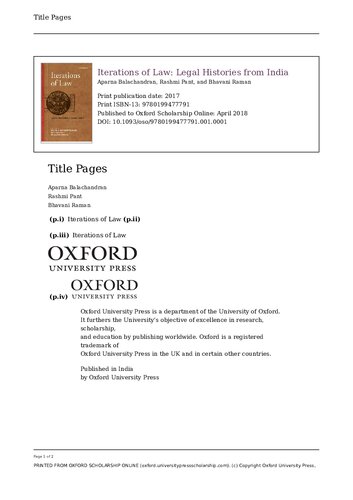 Iterations Of Law Legal Histories From India Aparna Balachandran