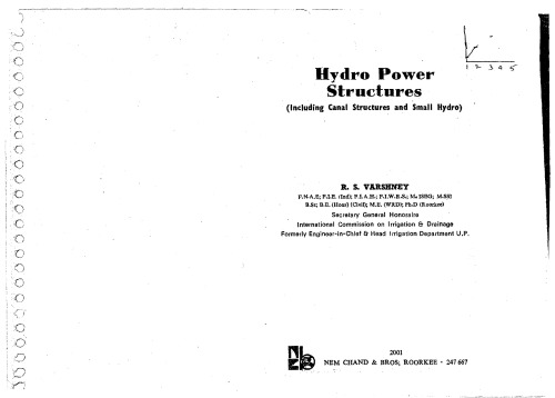 Hydropower Structures Including Canal Structures And Small Hydro Varshney Rs