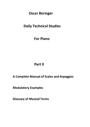 Daily Technical Studies For Piano Part Ii Oscar Beringer