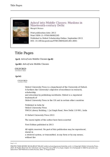 Ashraf Into Middle Classes Margrit Pernau