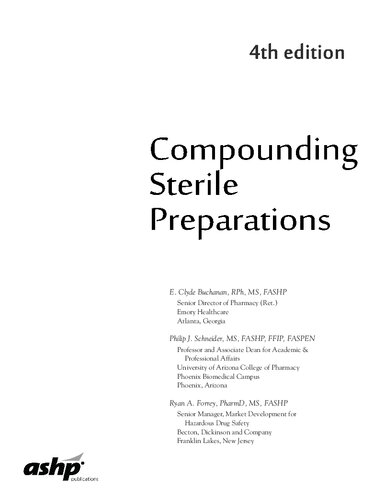 Compounding Sterile Preparations 4th Edition E Clyde Buchanan
