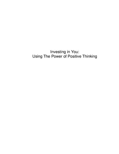 Invest In Yourself Positive Thinking The Right Education The Family Leader And How To Attract Wealth 2nd Edition
