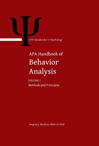 Apa Handbook Of Behavior Analysis Gregory J Madden