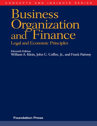 Business Organization And Finance Legal And Economic Principles 11th Edition Klein