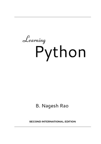 Learning Python 2nd Edition Nagesh Rao