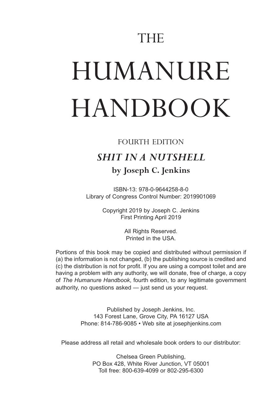 The Humanure Handbook 4th Edition Shit In A Nutshell Joseph C Jenkins