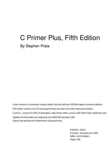 C Primer Plus 5th Edition Stephen Prata