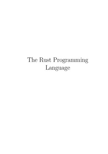 The Rust Programming Language 1st Edition The Rust Project Developpers