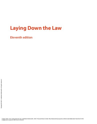 Laying Down The Law 11th Edition 11th Edition Robin Creyke David Hamer