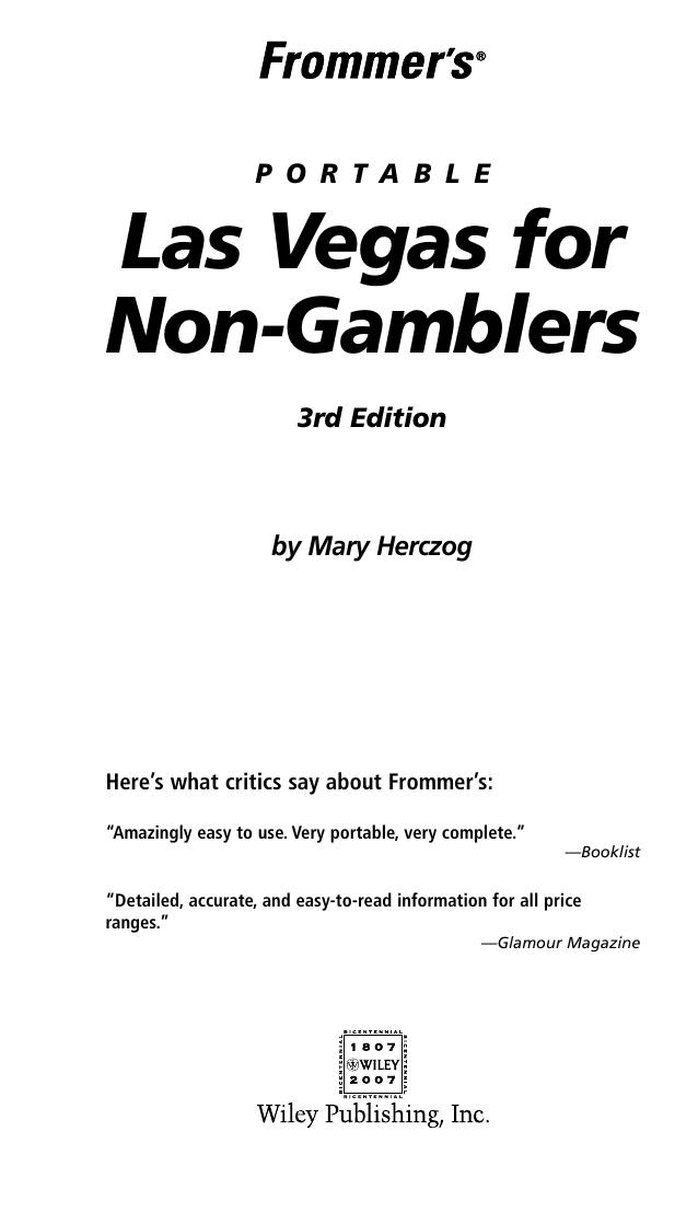 Frommers Portable Las Vegas For Nongamblers Mary Herczog Herczog