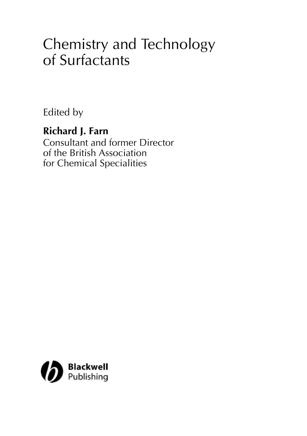 Chemistry And Technology Of Surfactants Richard J Farn Farn