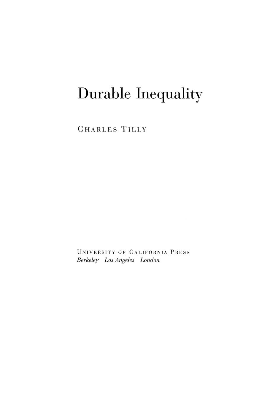 Durable Inequality Charles Tilly