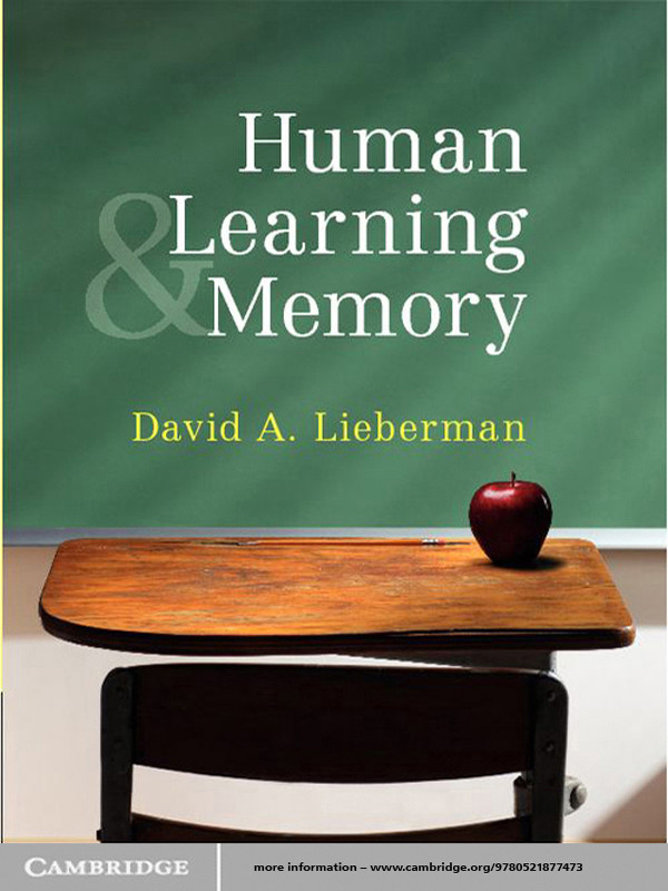 Human Learning And Memory David A Lieberman