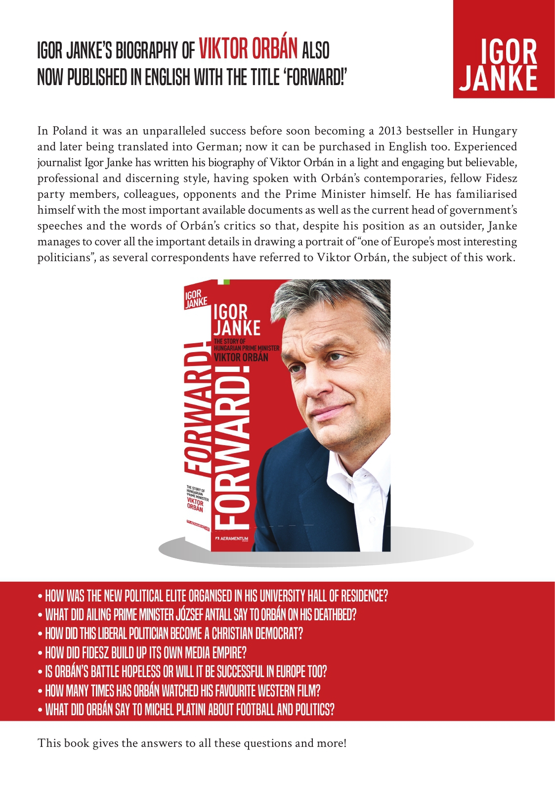 Igor Janke Forward The Story Of Hungarian Prime Minister Viktor Orban Unknown