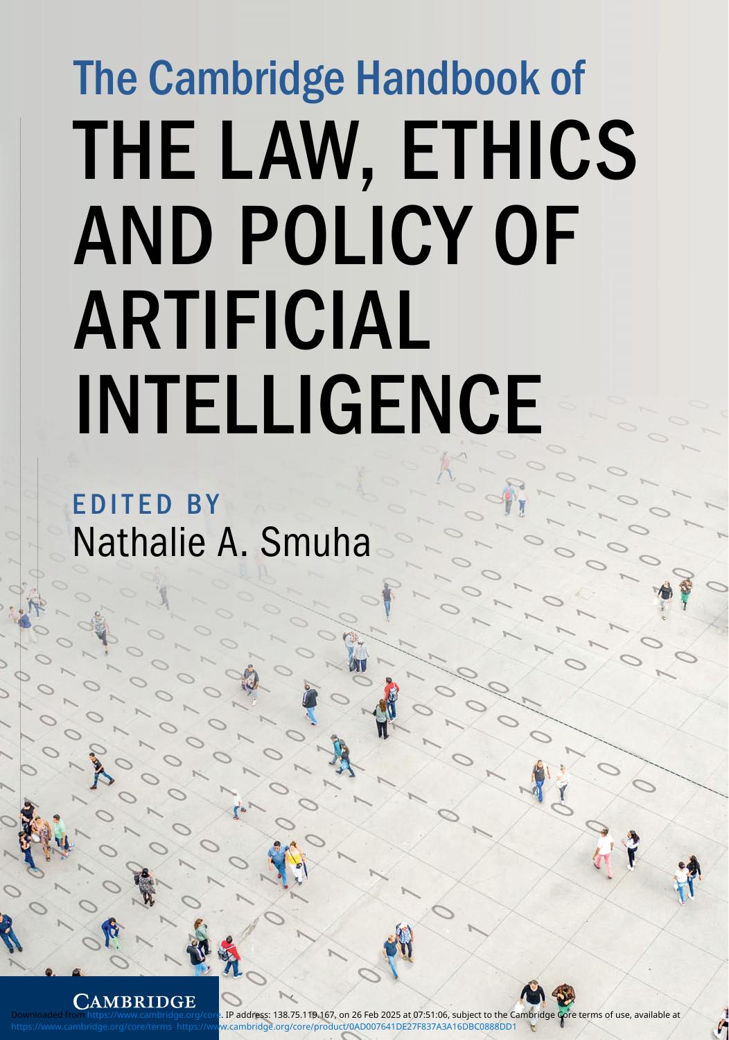 Cambridge Handbook Of The Law Ethics And Policy Of Artificial Intelligence Nathalie A Smuha
