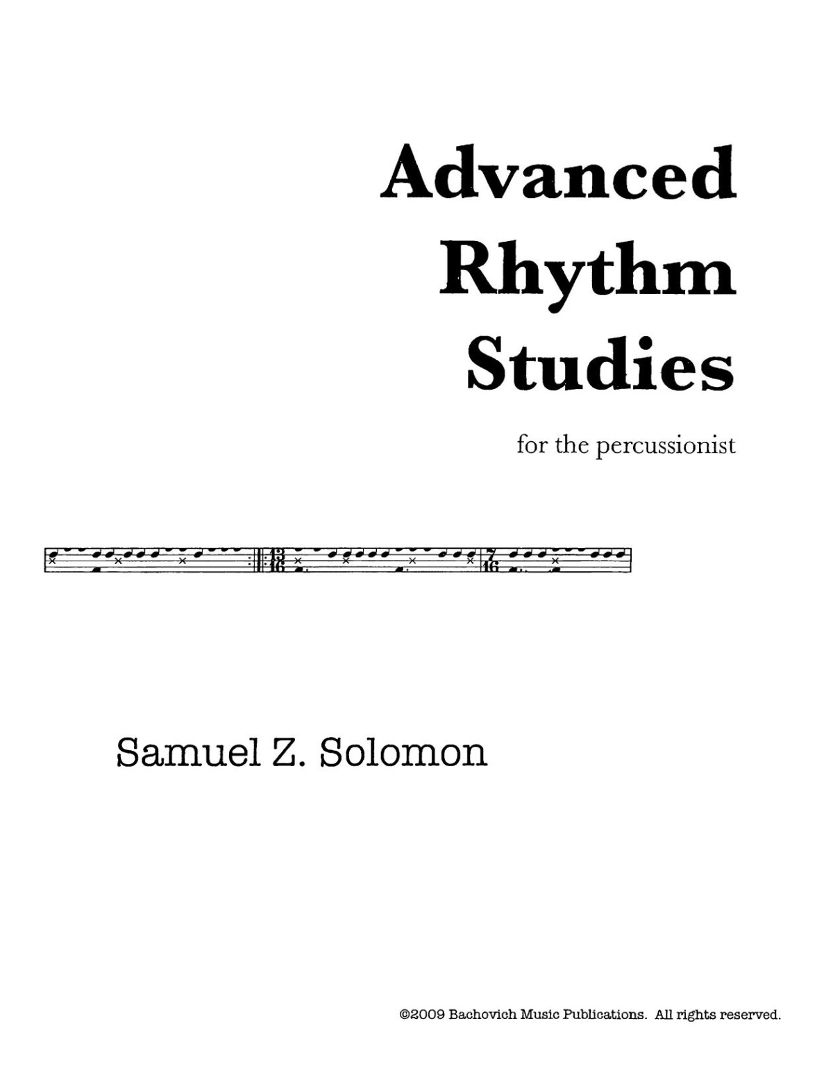 Advanced Rhythm Studies For The Percussionist Samuel Z Solomon