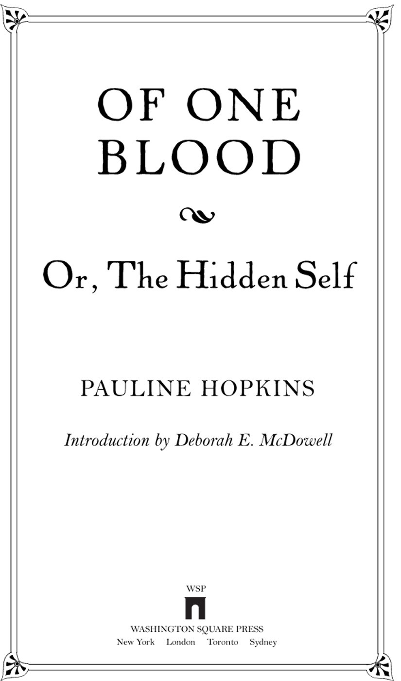 Of One Blood Pauline Hopkins