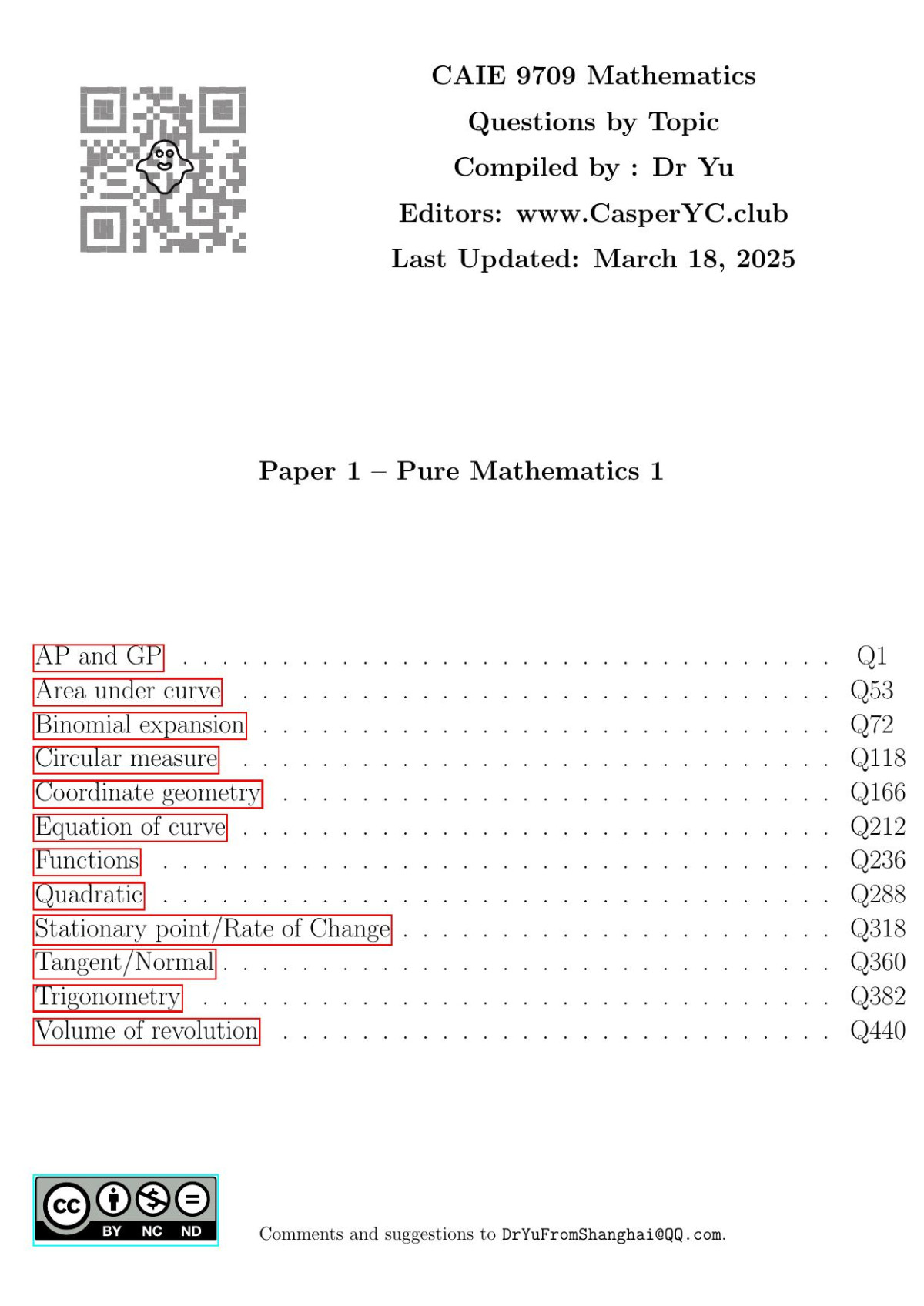 Cambridge As And A Level Mathematics 9709 By Topic Pure Mathematics 1 Wwwcasperycclub