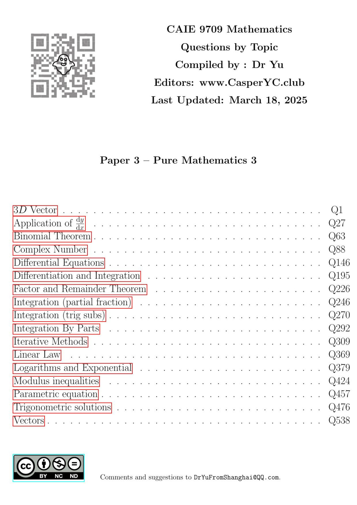 Cambridge As And A Level Mathematics 9709 By Topic Pure Mathematics 3 Wwwcasperycclub