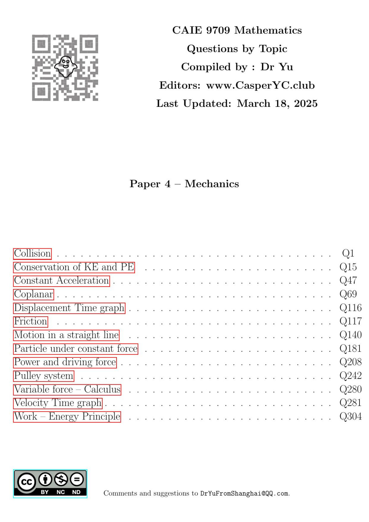 Cambridge As And A Level Mathematics 9709 By Topic Paper 4 Mechanics Wwwcasperycclub