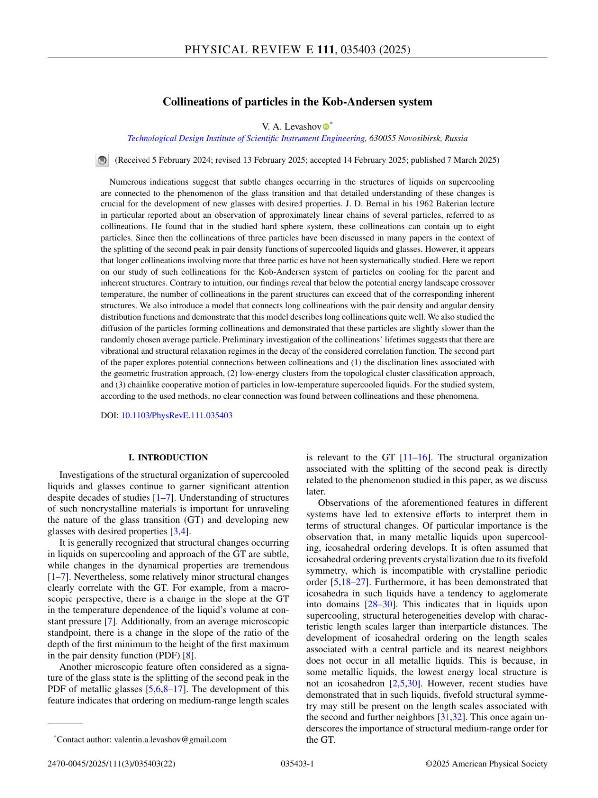 Collineations Of Particles In The Kobandersen System 3rd Edition V A Levashov