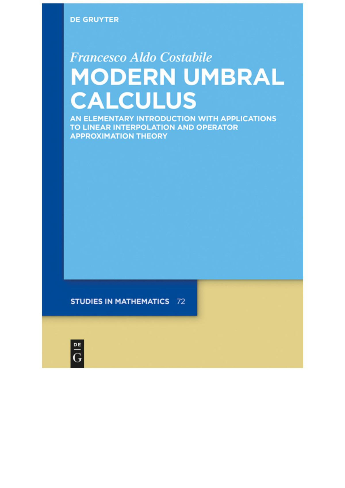 Modern Umbral Calculus Francesco Aldo Costabile