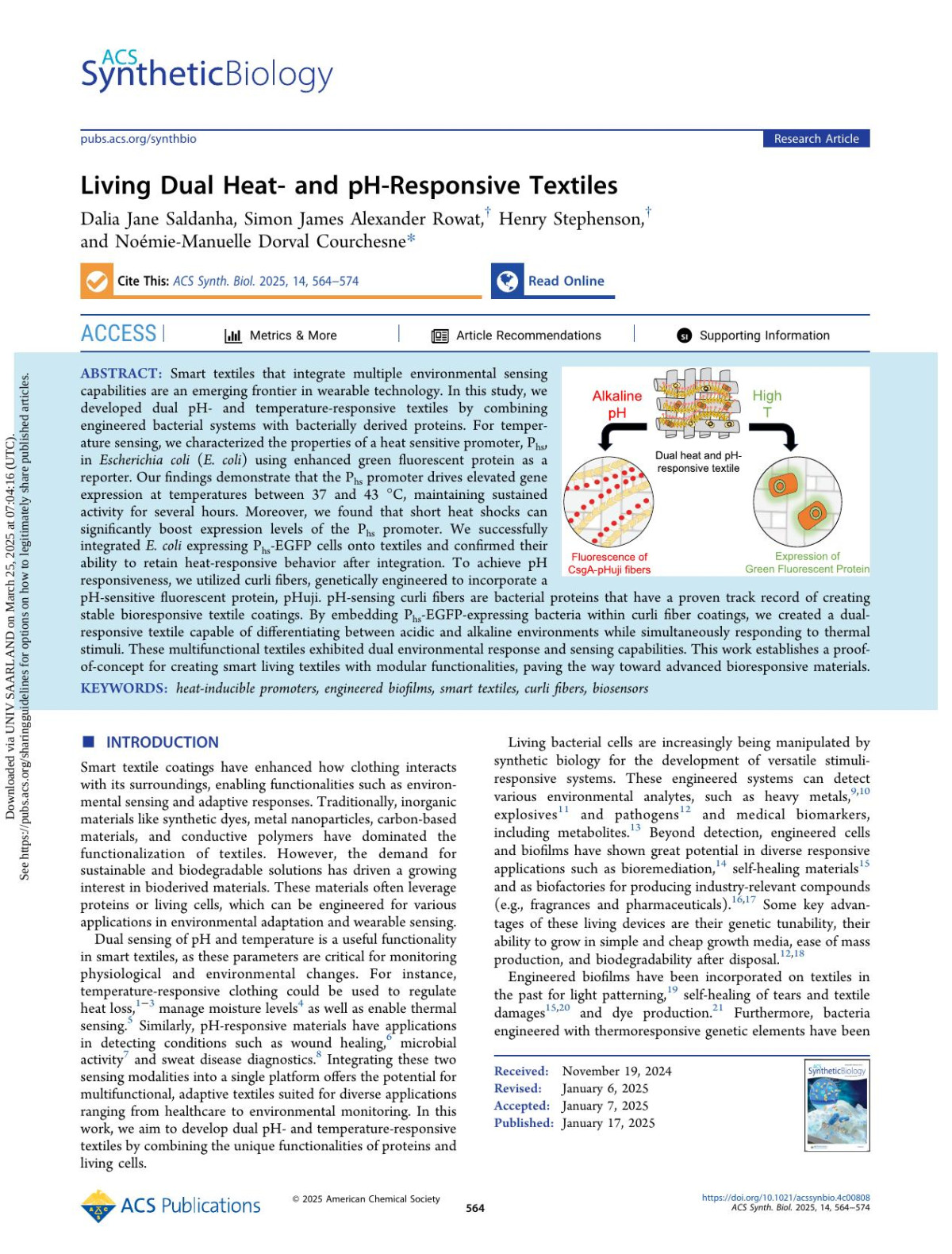 Living Dual Heat And Phresponsive Textiles Dalia Jane Saldanha