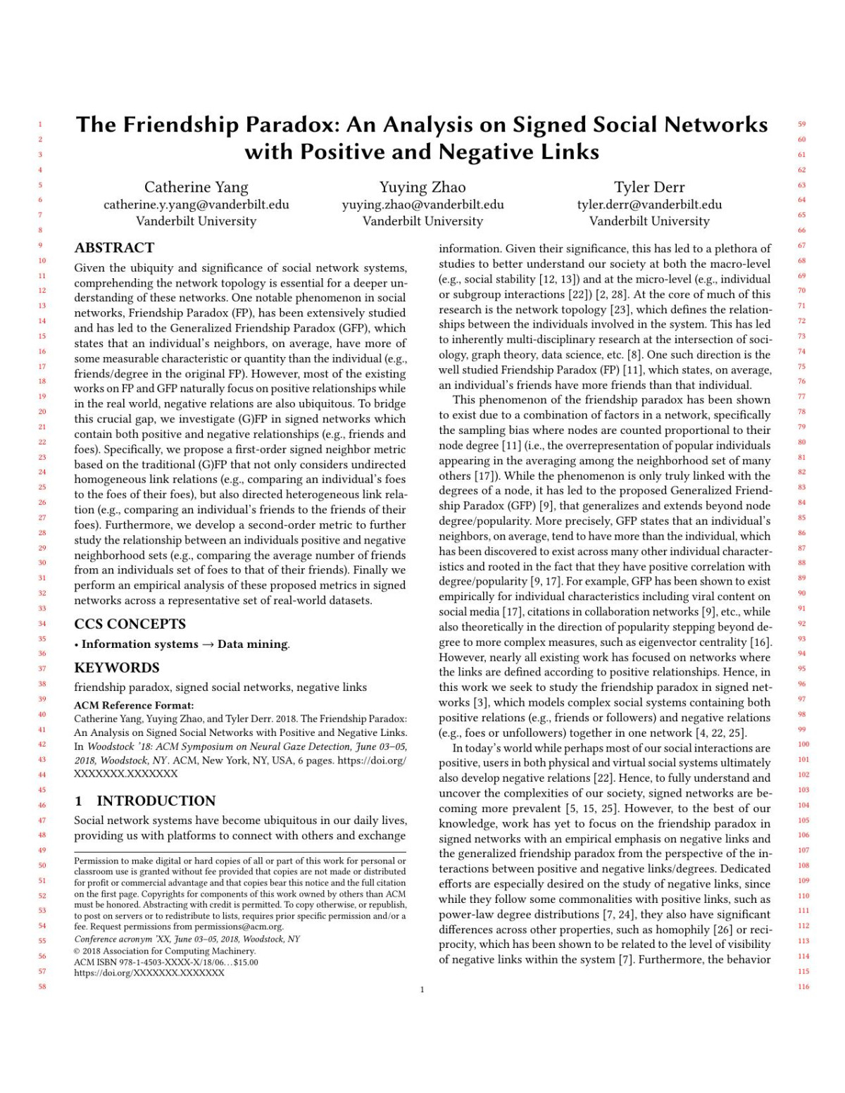 The Friendship Paradox An Analysis On Signed Social Networks With Positive And Negative Links Catherine Yang Yuying Zhao Tyler Derr