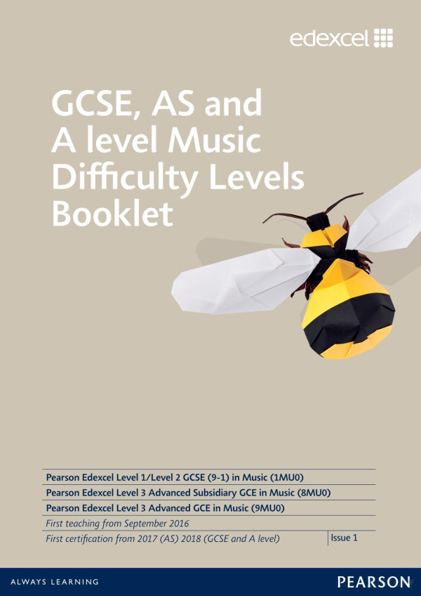 Gcse As And A Level Music Difficulty Levels Booklet Pearson Education Ltd