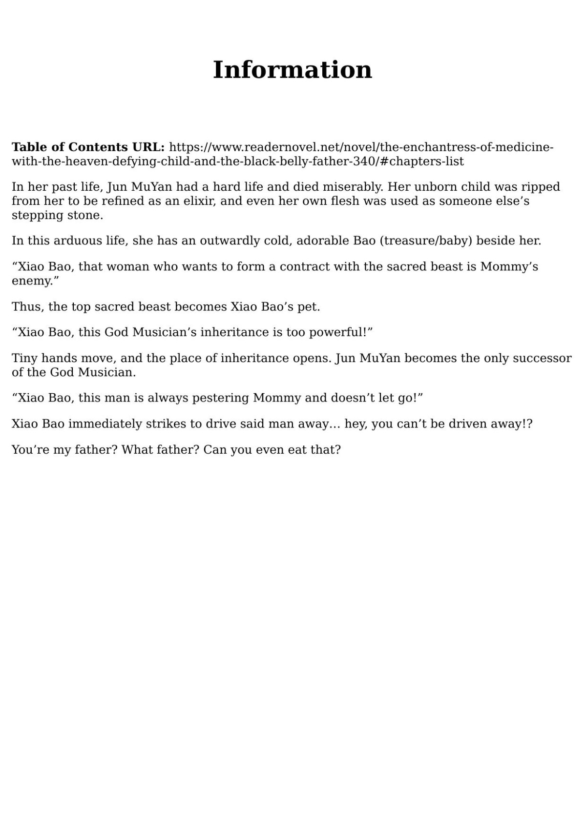 The Enchantress Of Medicine With The Heaven Defying Child And The Black Belly Father Remembrance Zi