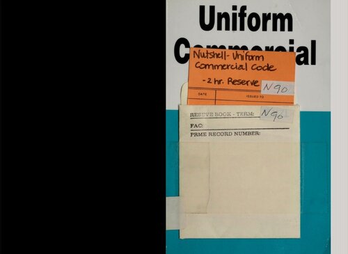 Uniform Commercial Code In A Nutshell Bradford Stone Kristen David Adams