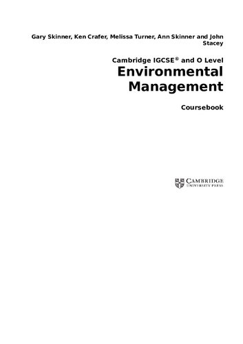 Cambridge Igcse And O Level Environmental Management Coursebook Cambridge International Igcse Gary Skinner
