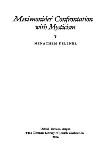 Maimonides Confrontation With Mysticism Littman Library Of Jewish Civilization Menachem Kellner