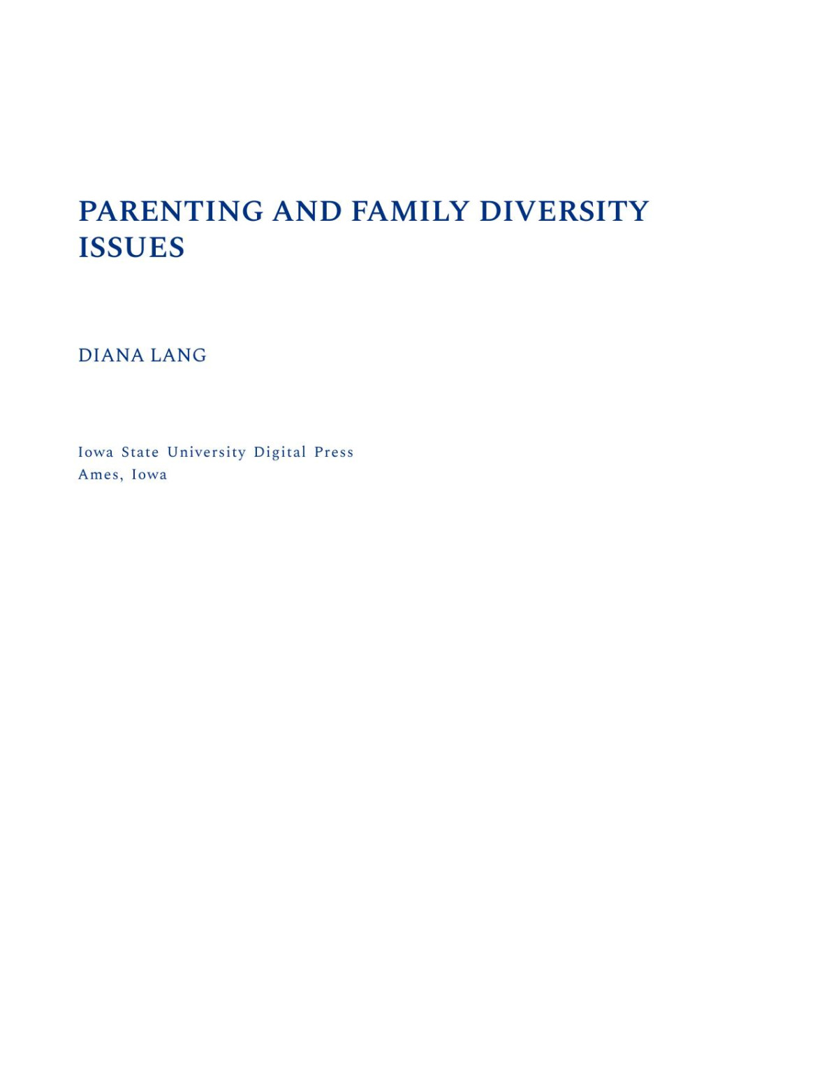 Parenting And Family Diversity Issues Diana Lang
