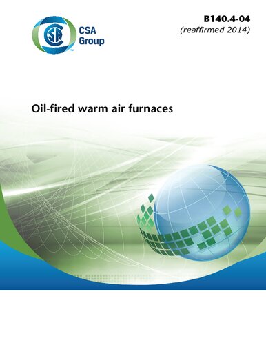 Csa B140404 Oilfired Warm Air Furnaces Update No 2 2007 Reaffirmed 2014