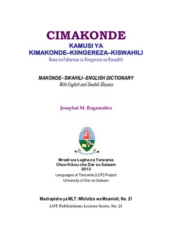 Makondeswahilienglish Dictionary Josephat M Rugemalira
